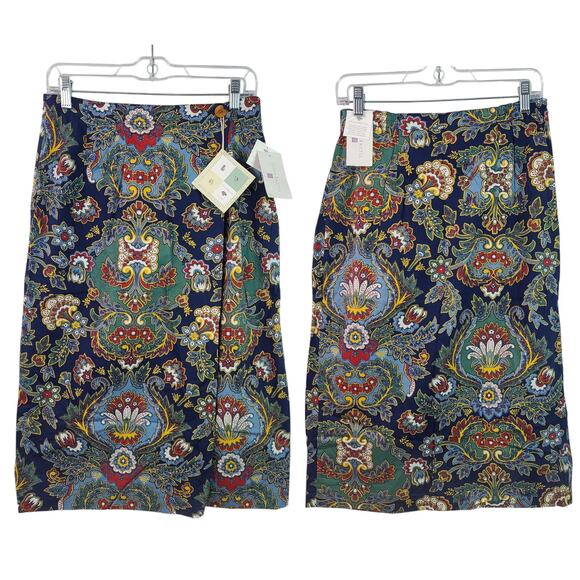 Susan Bristol Blue Red Green Yellow Paisley Vintage Skirt NEW Waist 28 Size 8 - Picture 1 of 4